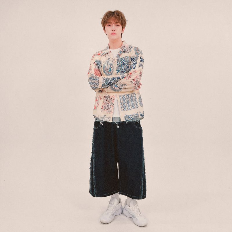 ethnic paisley open collar shirt_blue