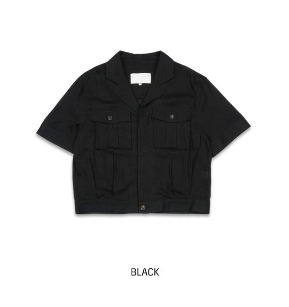 Saffy Linen Two Pocket Crop Jacket