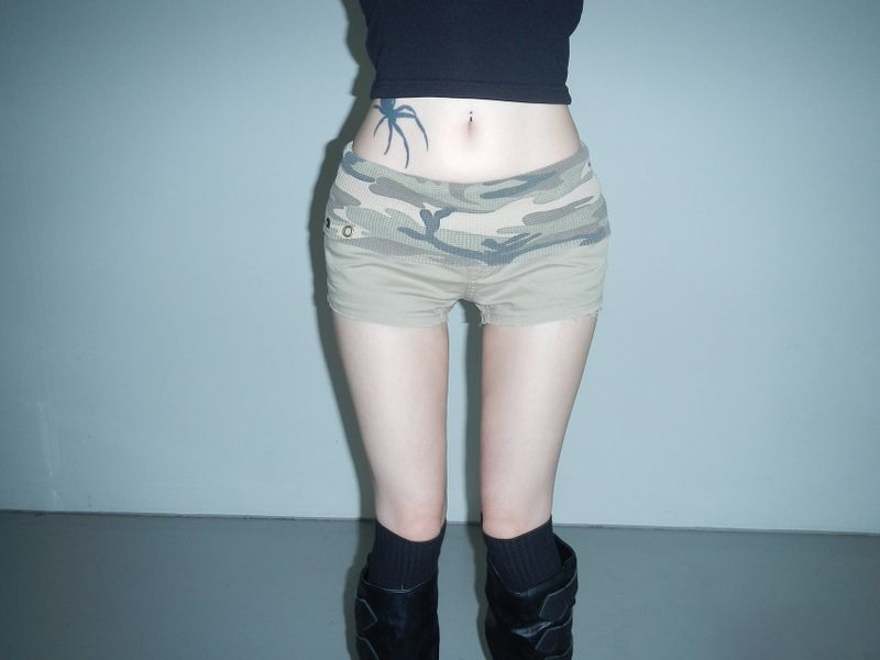 alone eyelet camo shorts