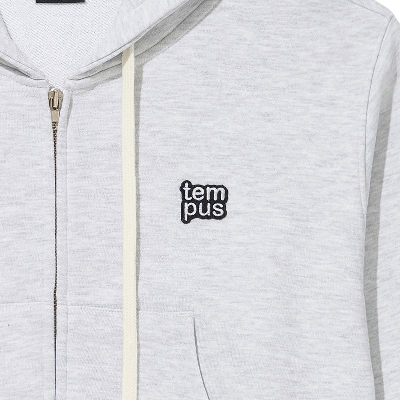 TEMPUS PATCH CROP HOOD ZIP-UP [WHITE MELANGE]