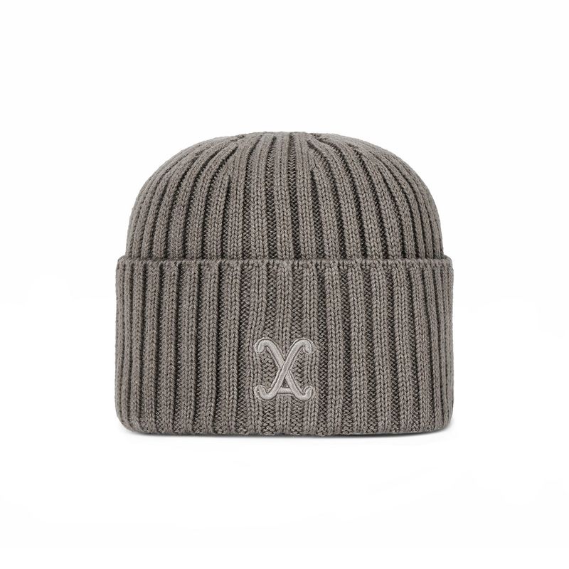 VA Curved Logo Washed Beanie / Khaki Gray