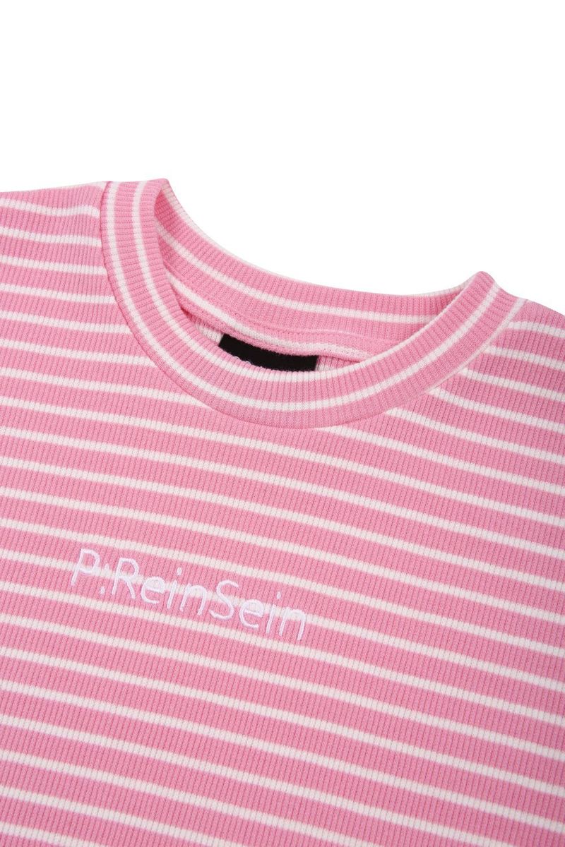 Pink Striped Cropped Tee