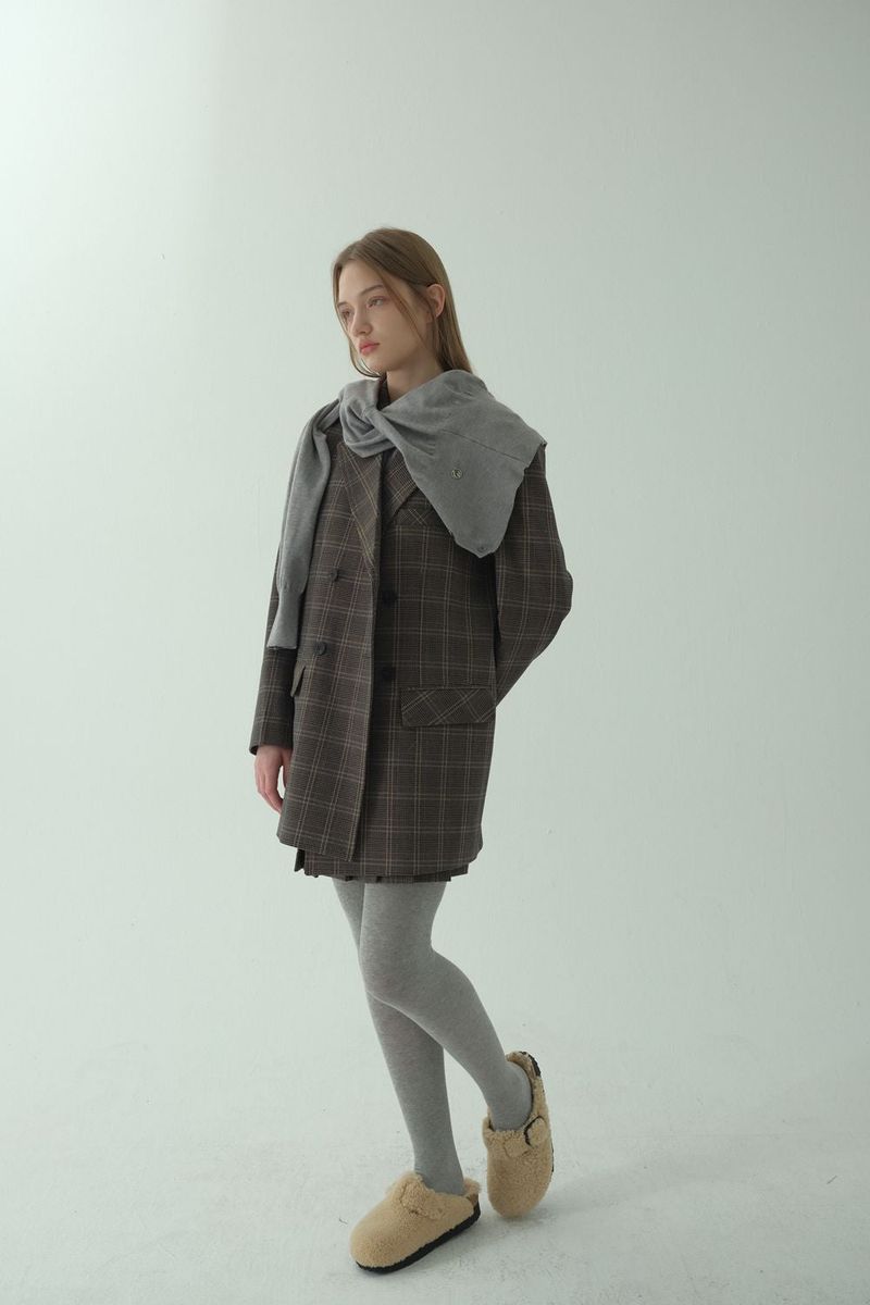 GLAM CHECK DOUBLE JACKET_BEIGE