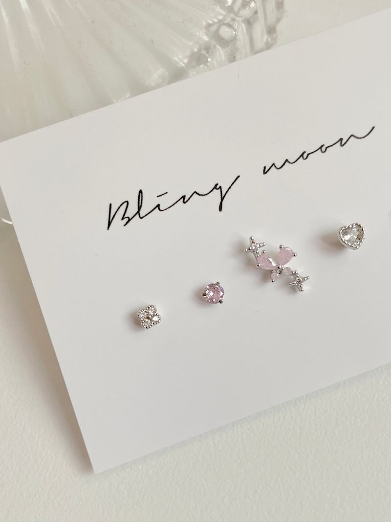 [5 set] pink butterfly piercing set