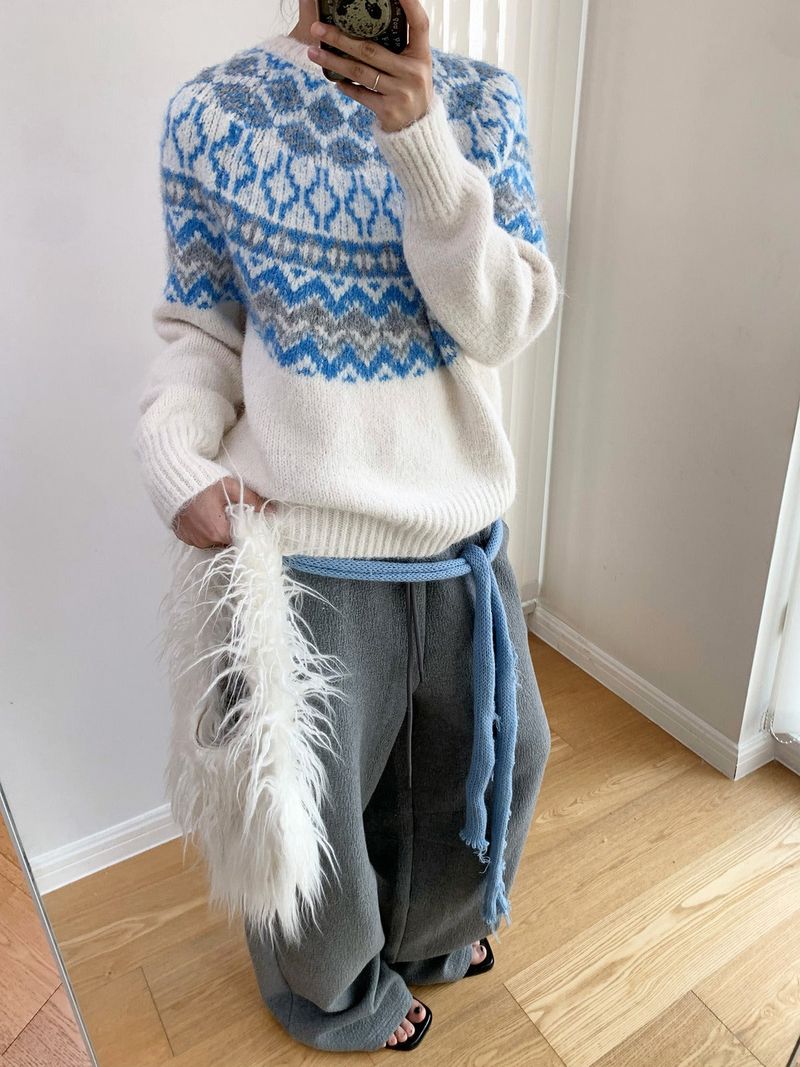 Irish Round Loose Fit Long Sleeve Knitwear
