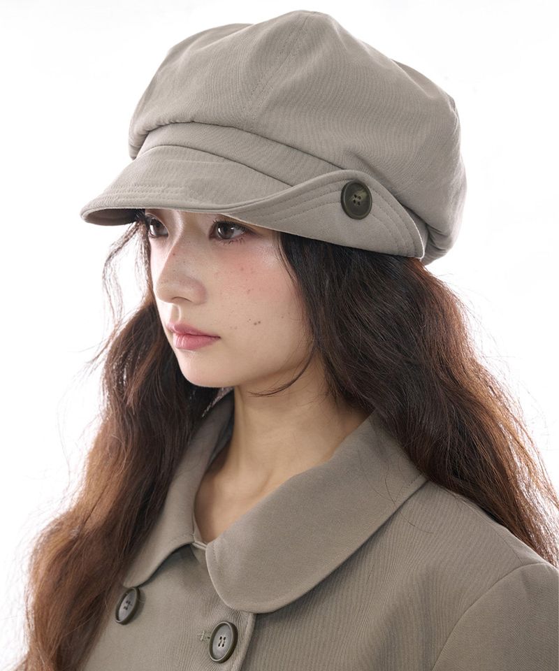 BUTTON NEWSBOY CAP - TAUPE GRAY