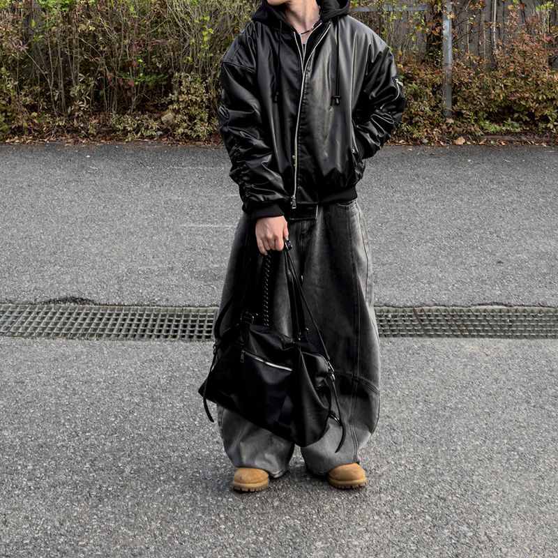 Neren Hood Bomber Leather Padding