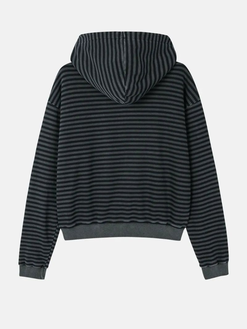  stripe washing hood zip-up