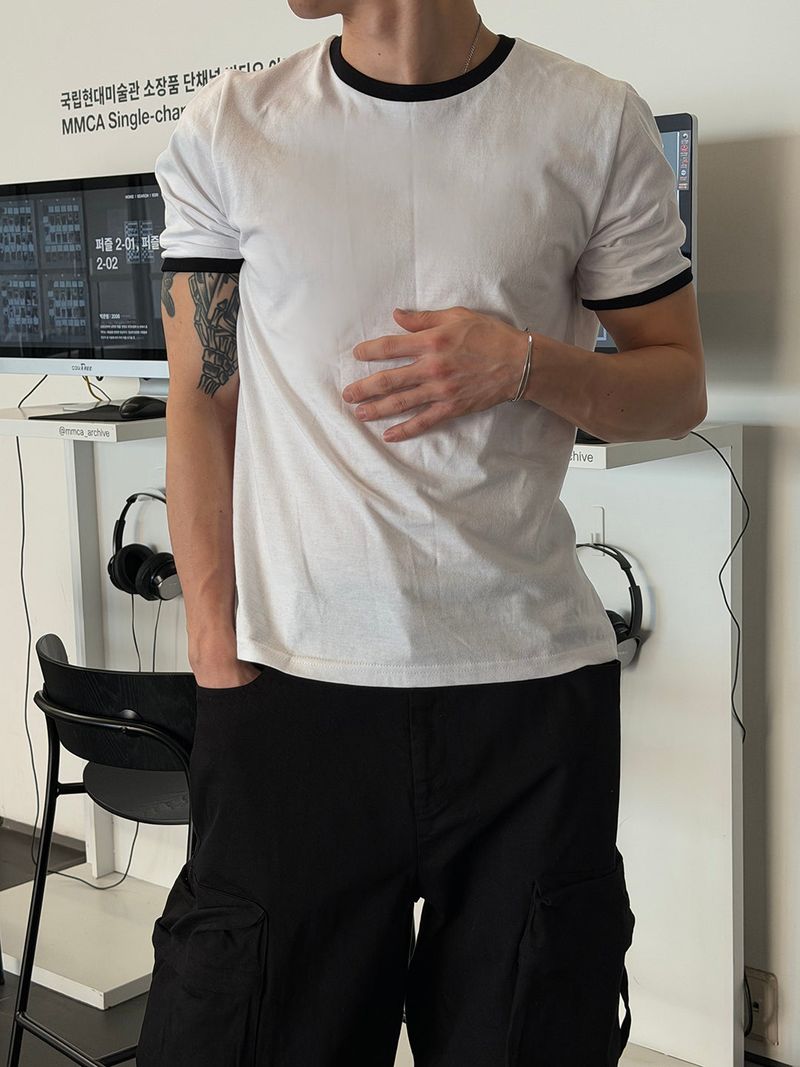 LAURANT（ロラン）の「[MUSCLE FIT] Minimal ringer half t-shirts(4color)（Tops）」