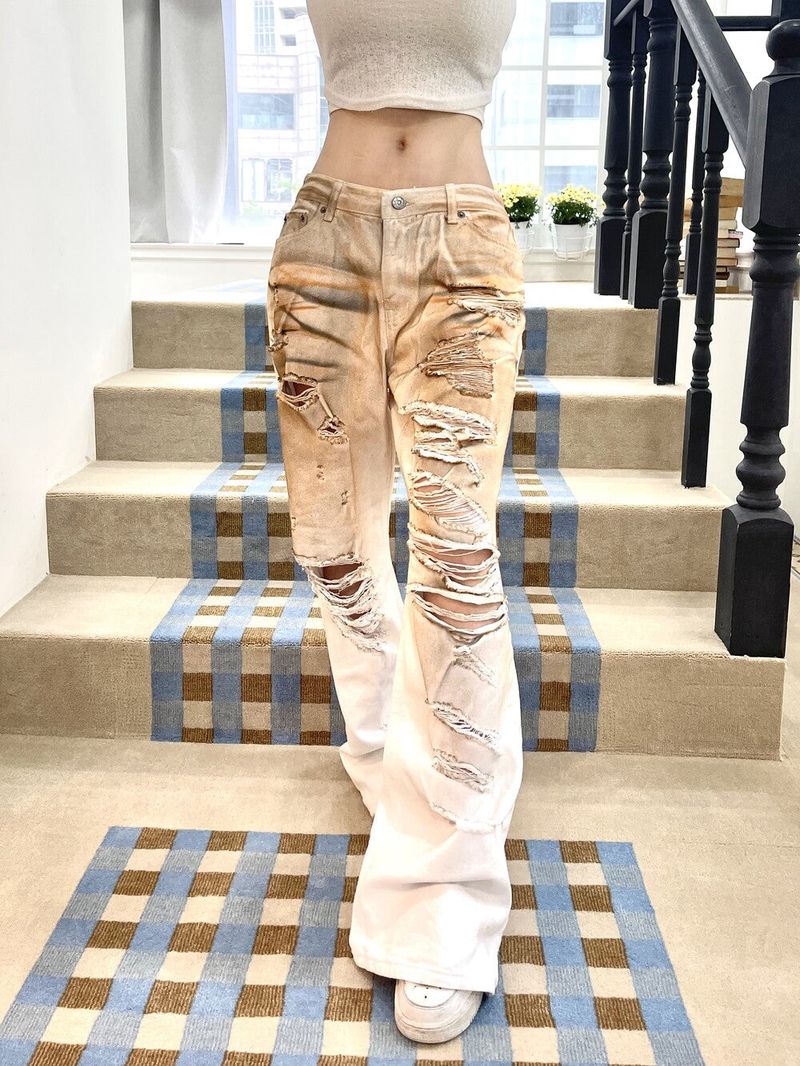 Seow(ソウ)の「1304. デザ―トウォッシングダメージデニムワイドパンツ(パンツ)」