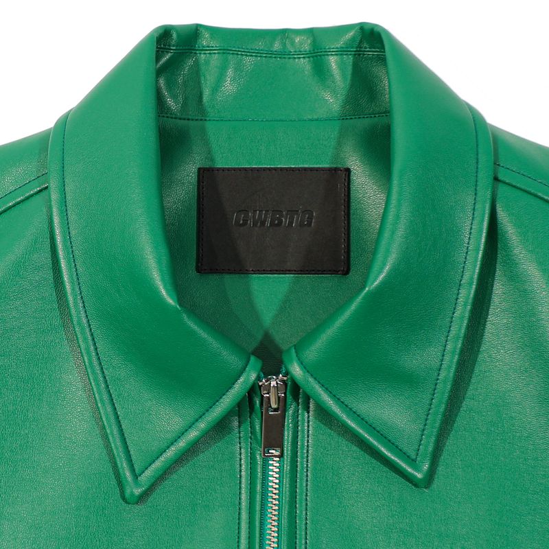 SINGLE LEATHER JACKET GREEN