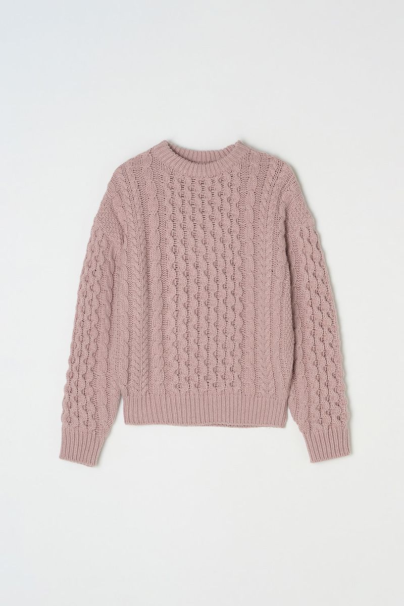 Usual cable knit_pink