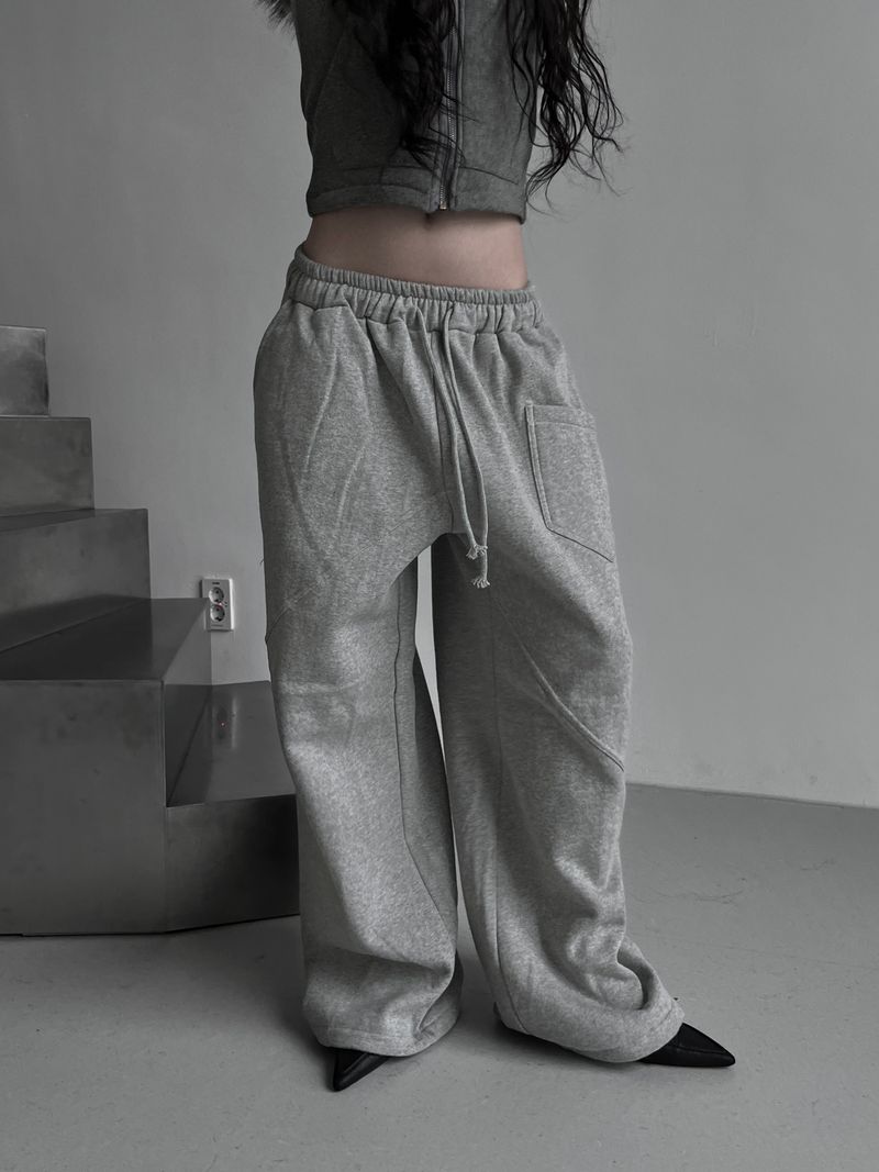 strap cut-line wide pants (fleece-lined / 2color)