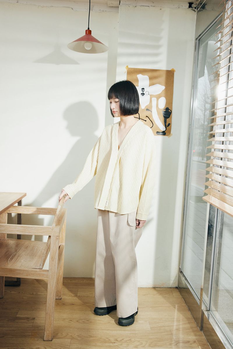 falt（フォルト）の「Stripe blouse / Yellow Beige（Tops）」