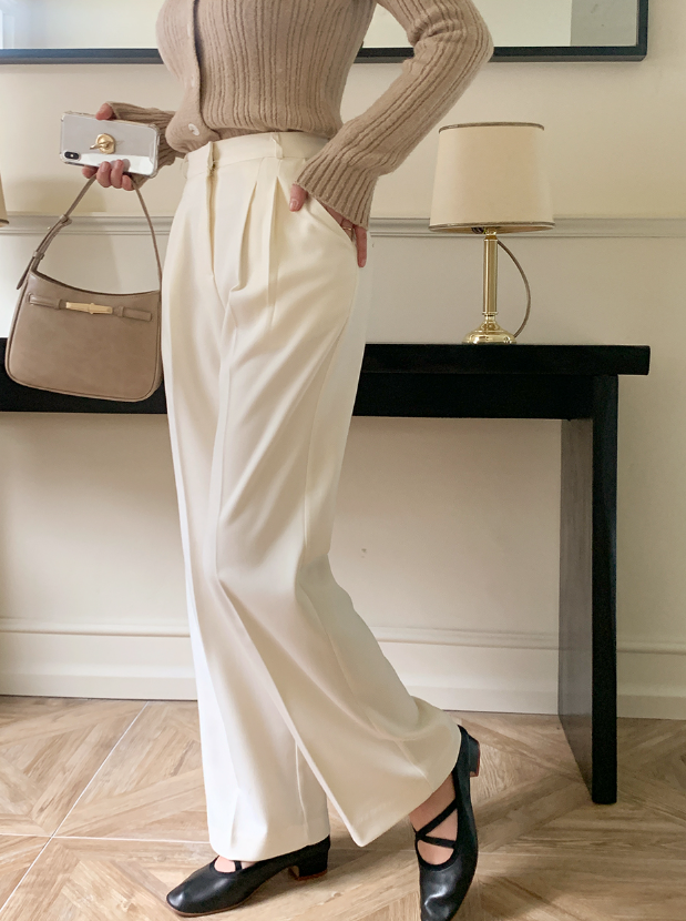 luch wool pintuck wide slacks