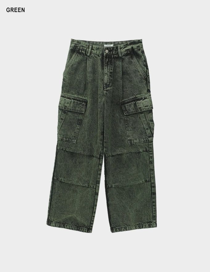 Ness pigment cargo denim pants