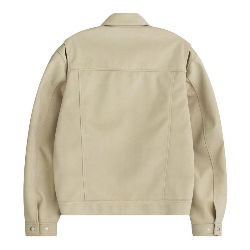 Solid Suede Zipper Jacket (Beige)