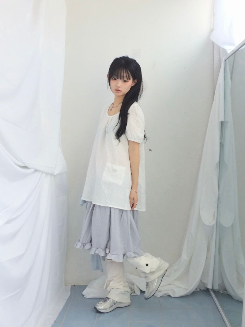 Flare cotton incision skirt