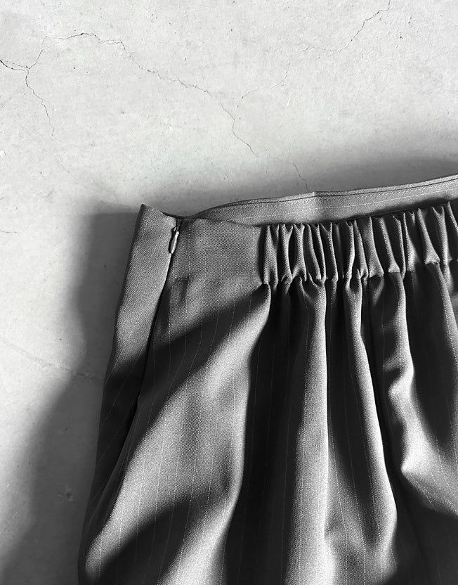 Rev Stripe Shirred Midi Skirt