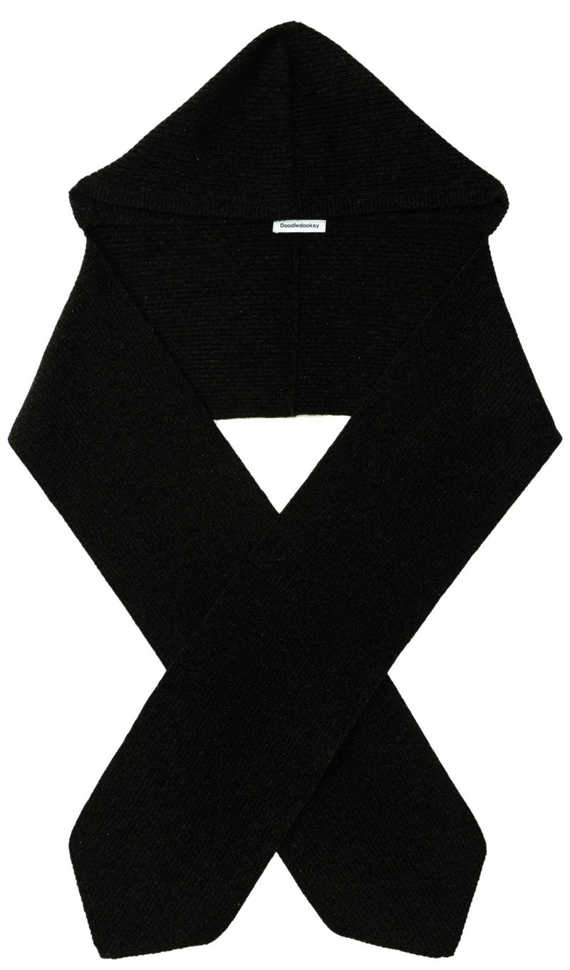 Yak Wool Ribbed Hooded Scarf