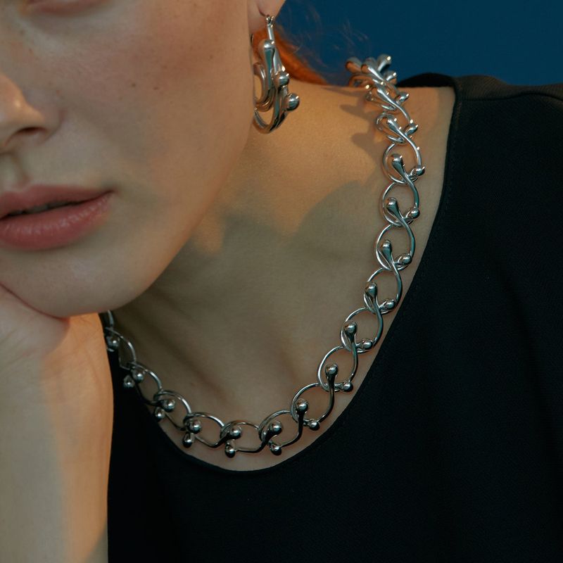 Tear Drop Chian Necklace_Silver