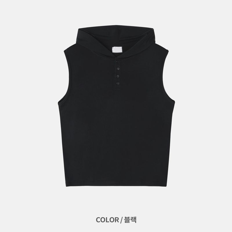 Arm Sleeveless Hooded Top