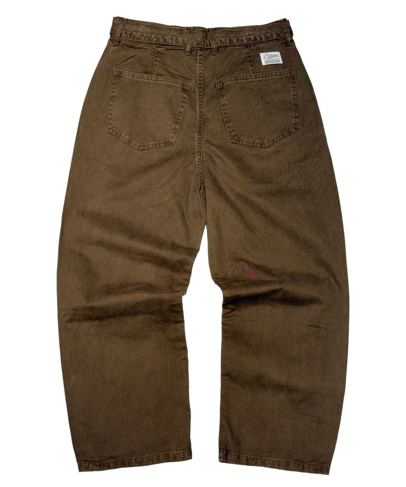 WASHED BELT CURVED PANTS BROWN