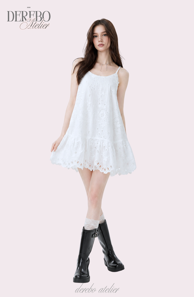 Punching Daisy White Sleeveless Dress 