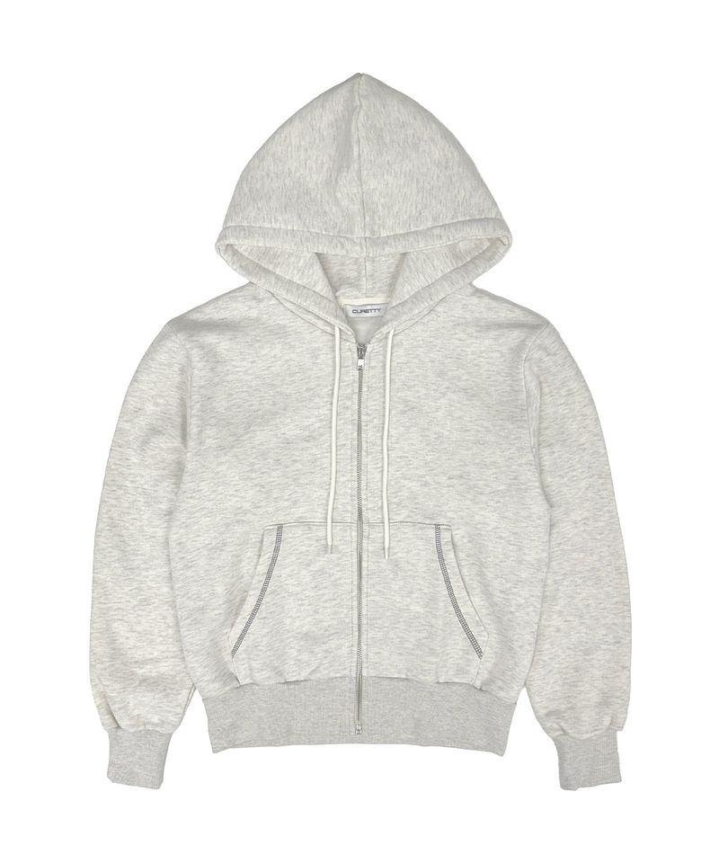 C VELVET LOGO FLEECE ZIP-UP HOODIE_OATMEAL