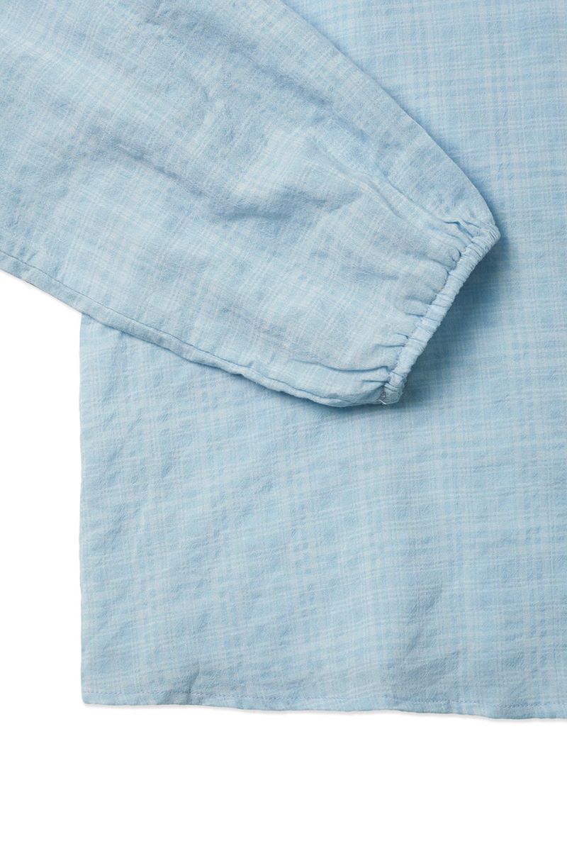 Ruffle shirring blouse_skyblue