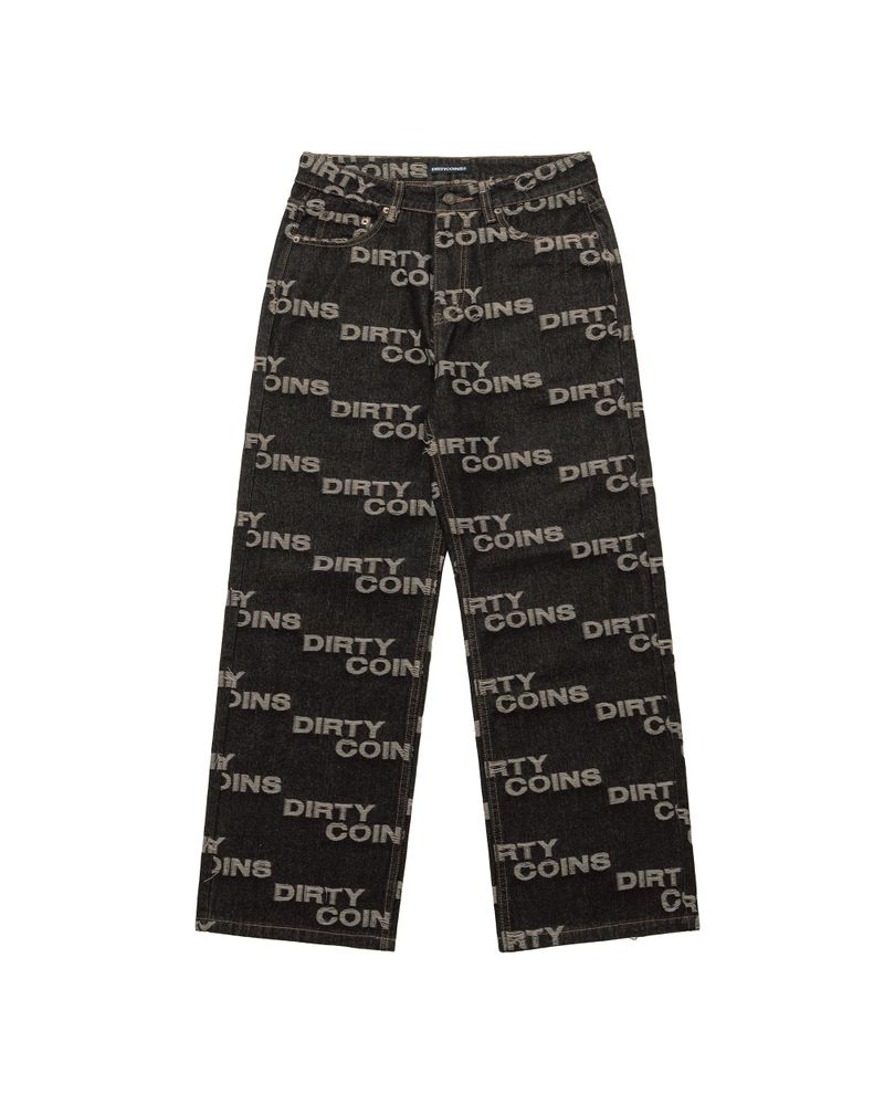 DirtyCoins（ダーティーコインズ）の「Frayed Logo Baggy Denim Pants - Black（Pants）」