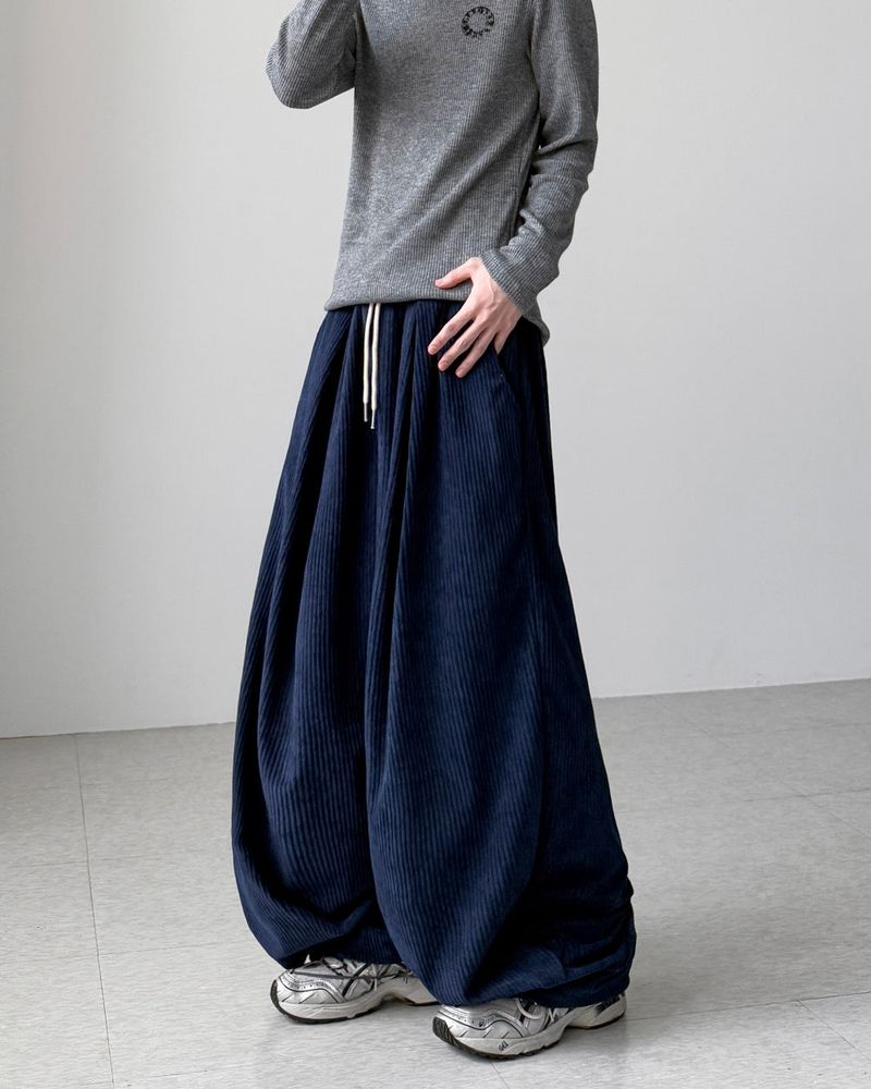 Bowl Pintuck Corduroy Pants