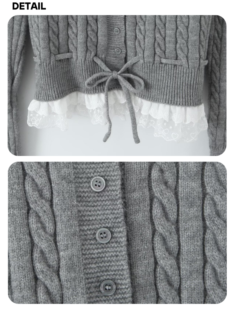 Under frill lace knit cardigan