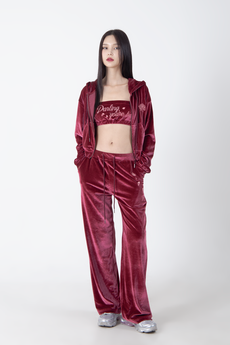  DARLING, YOUR ZIP UP ! #VELVET WINE