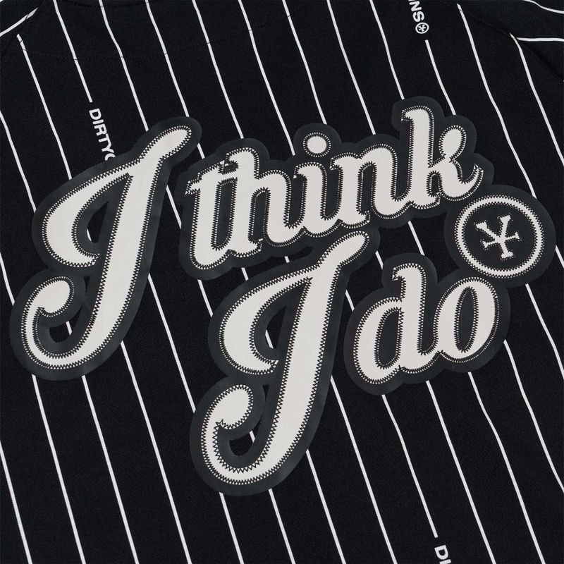 Baseball Jersey White Striped - Black