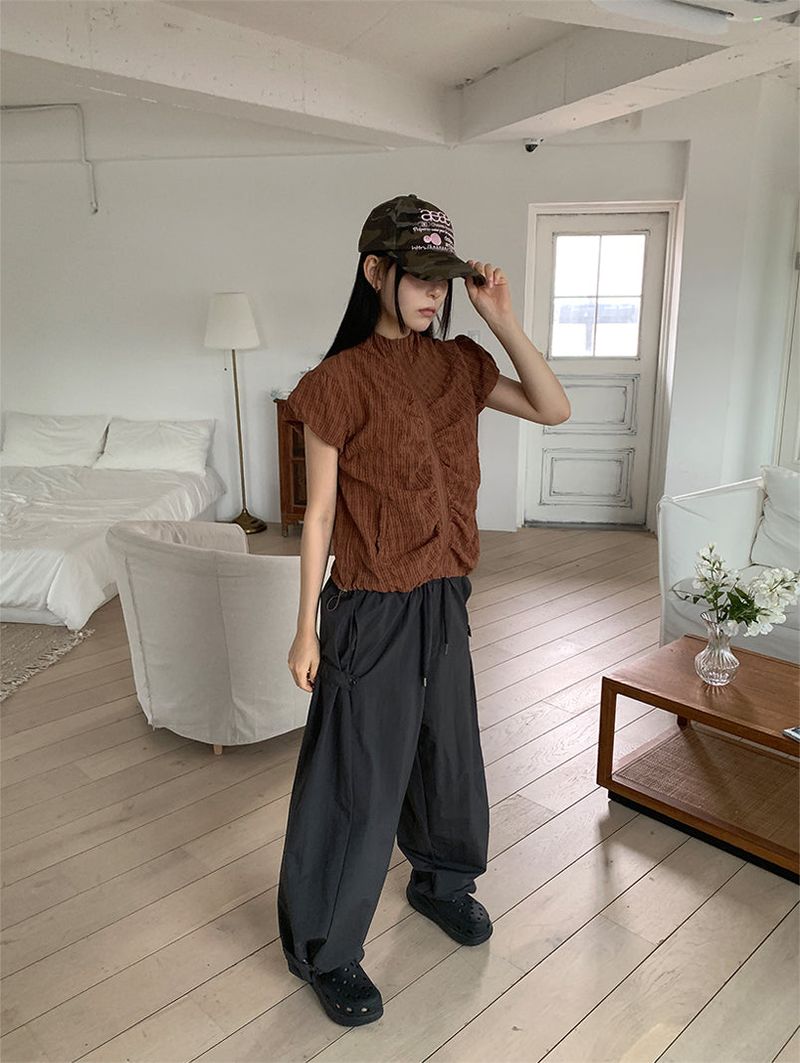 NYLON BIJO SNAP BUTTON PANTS (4C)