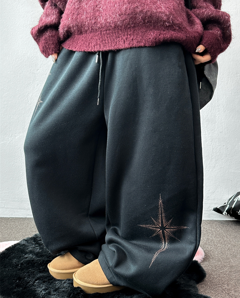 ワイドバルーンフリースラインドハッスルファイヤープリントワイドロングパンツ 🩶 3 COLOR