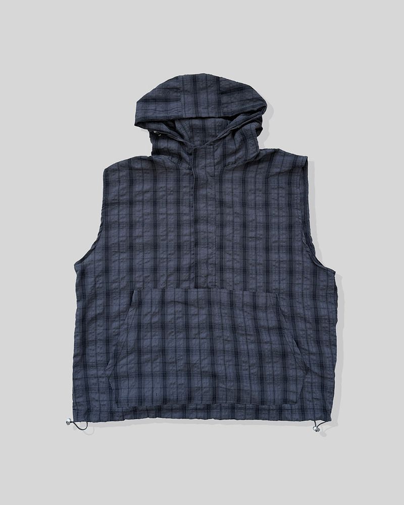 Crinkle Check Hooded Anorak Vest