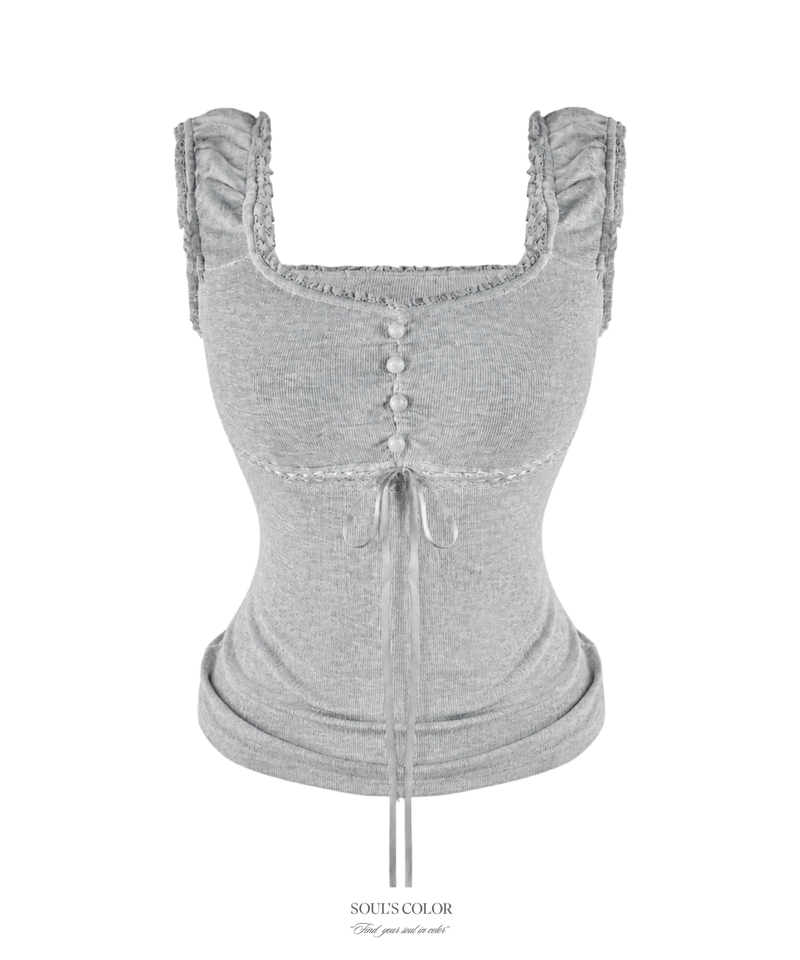 Clever Lace Ribbon Top (2color)
