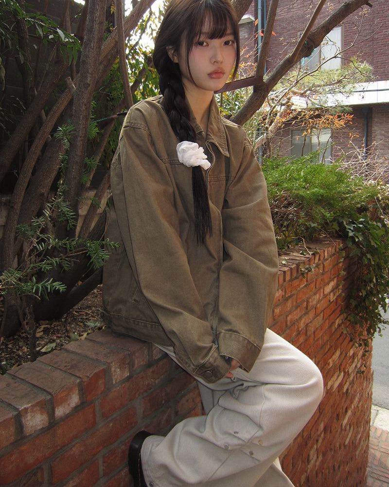 Luken Semi Crop Washed Collar Jacket