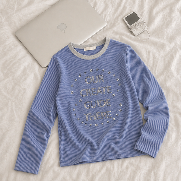 hijjoo（ハイチュー）の「Small Stripe Long Sleeve Circle Star Lettering Long Sleeve (4 colors)（Tops）」