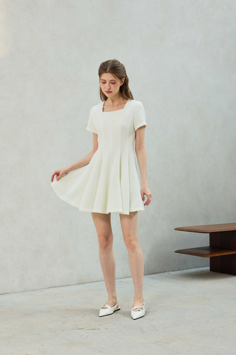 LANI TWEED DRESS / WHITE