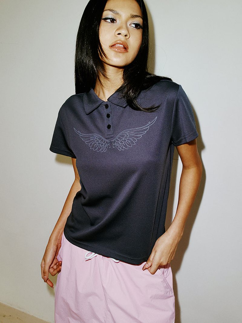 WING POLO SHIRT CHARCOAL