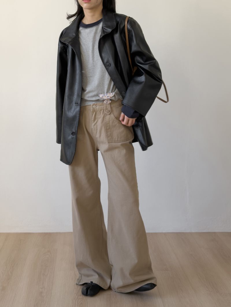 818 Cotton Bootcut Wide Pants