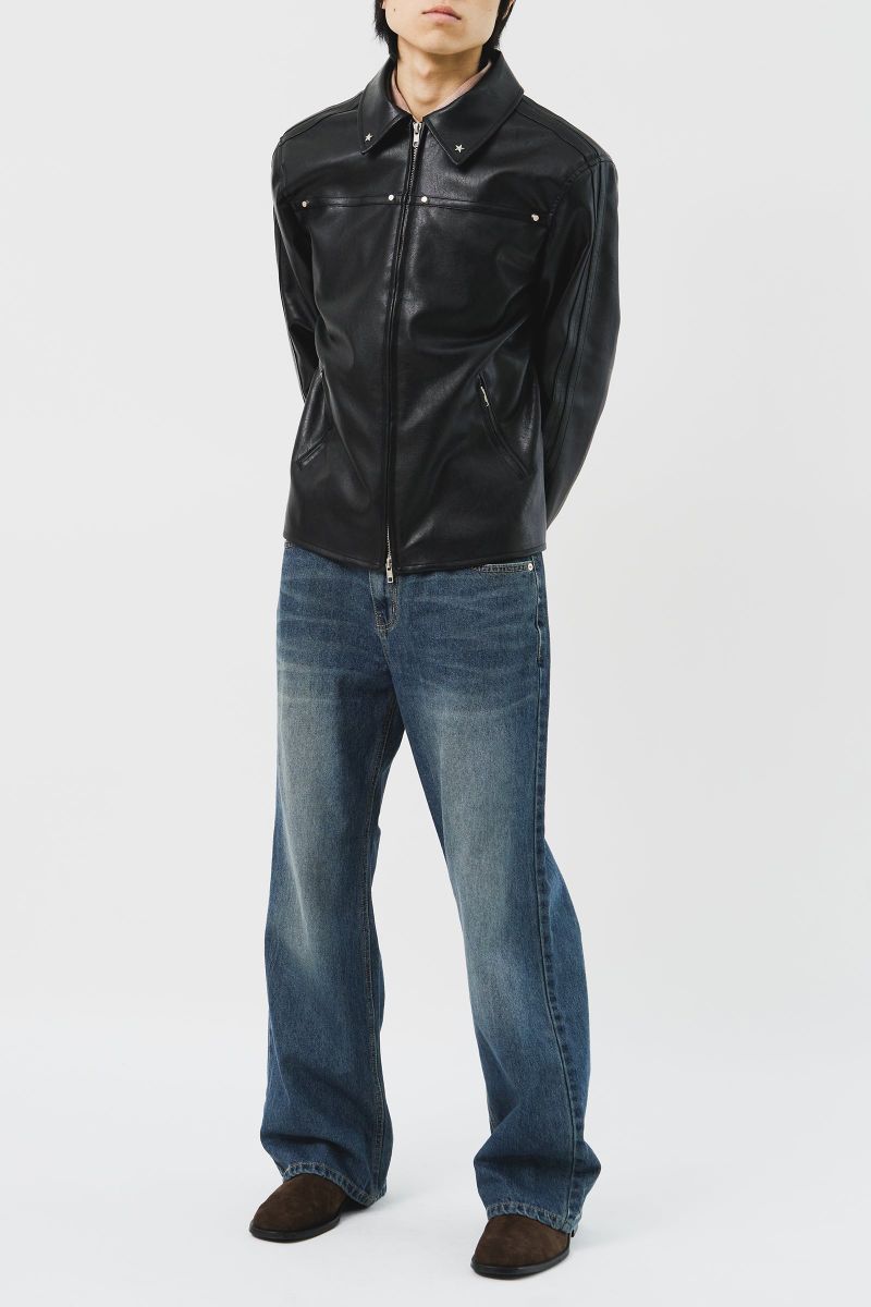 Star Stud Leather Jacket (2color)