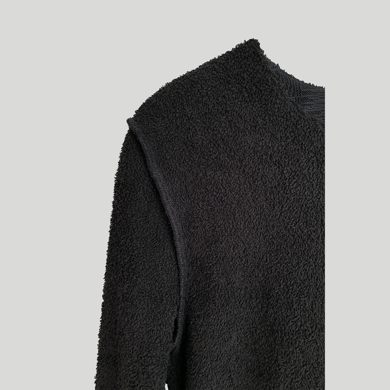 CHECK LAYERED TERRY CARDIGAN
