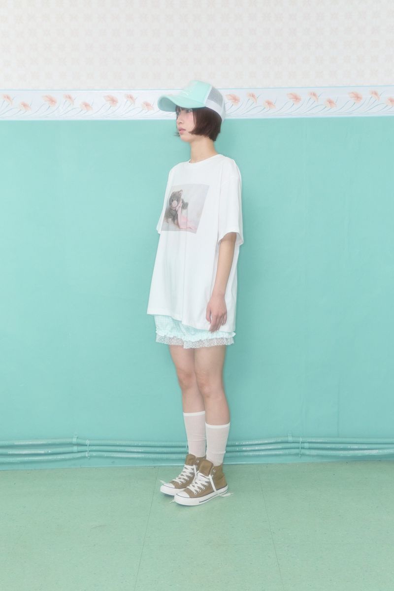 MORI GINGHAM CHECK LACE SHORTS (MINT)