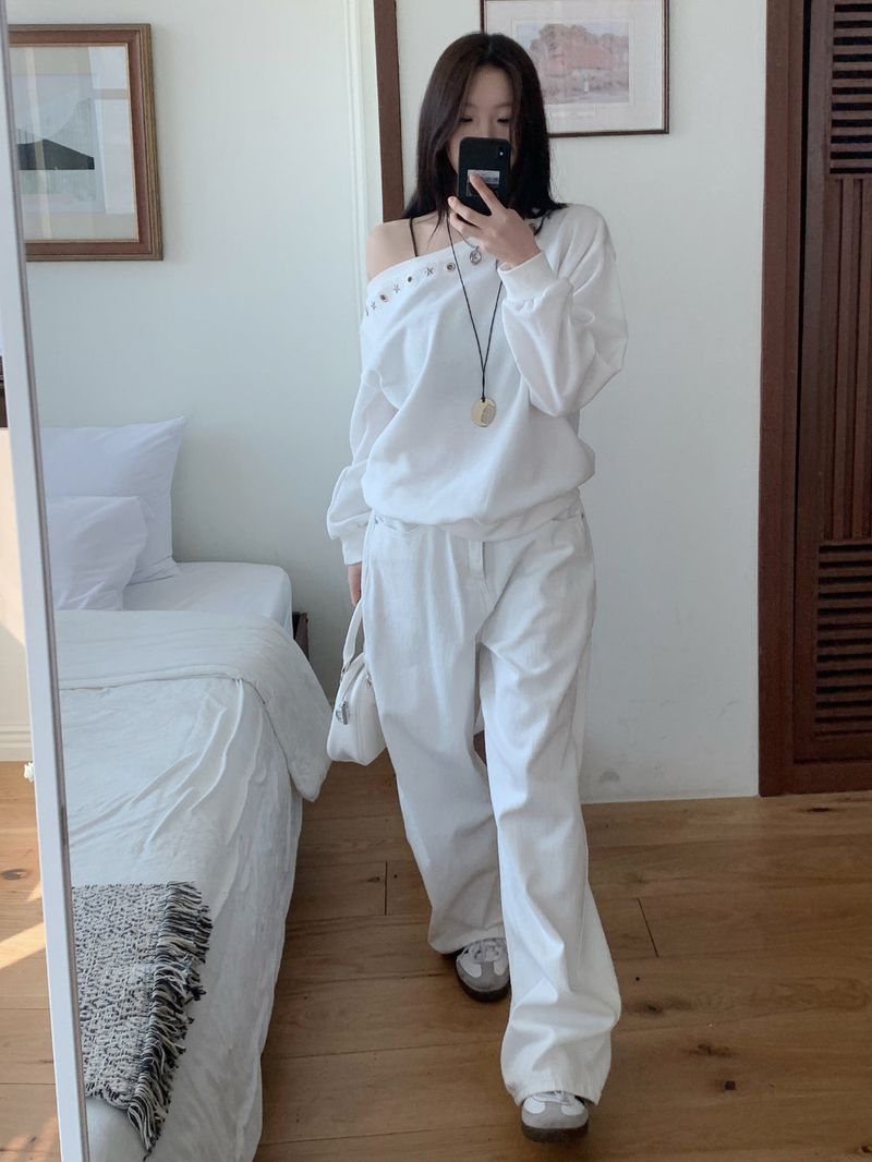 Luri Back Heart Pocket Carpenter Wide Pants 