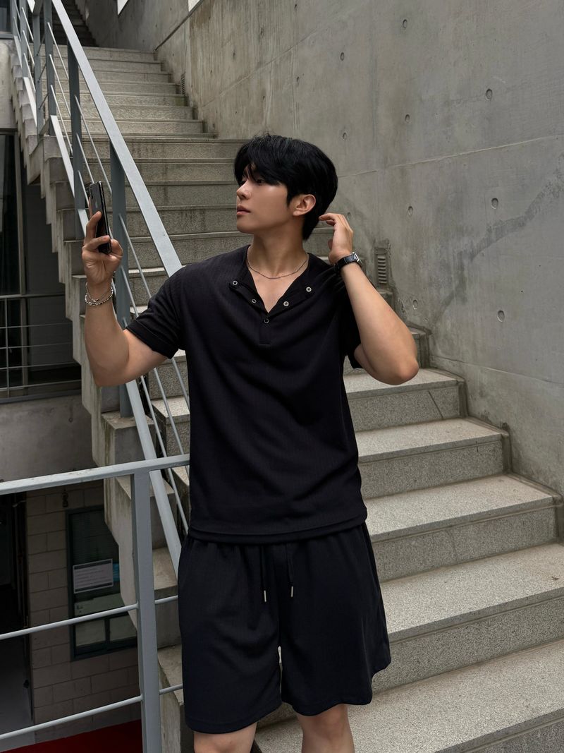 Ocean henley neck short sleeve setup