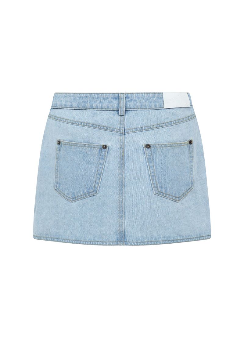 ASYMMETRIC BUTTON MINI SKIRT (BRIGHT DENIM)